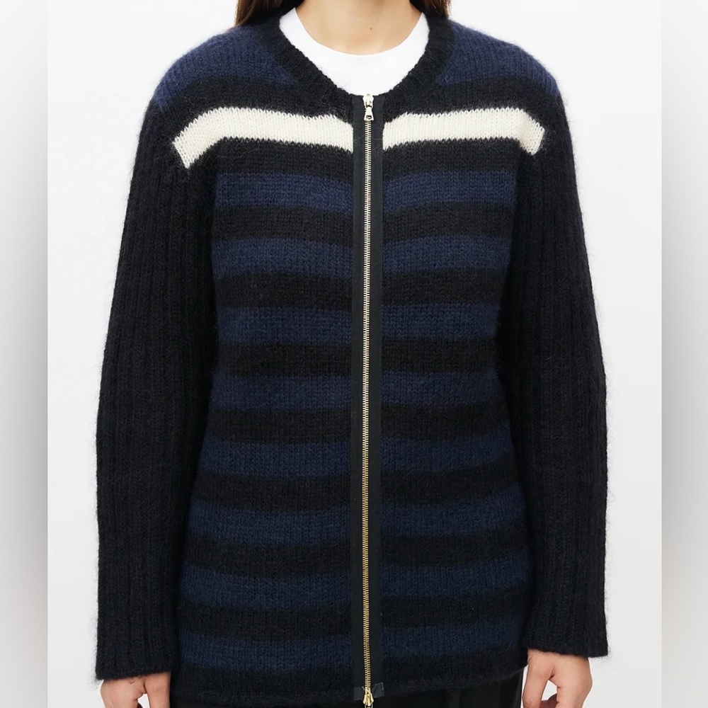 NWT Marni Winter Edition Mohair Blend Zip Sweater – Striped, Size 40